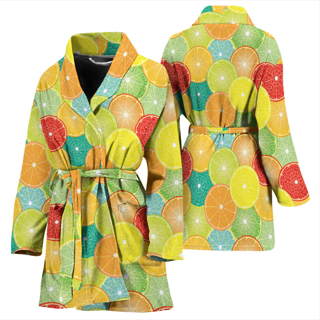 Citrus Pattern Print Design 01 Women Bathrobe