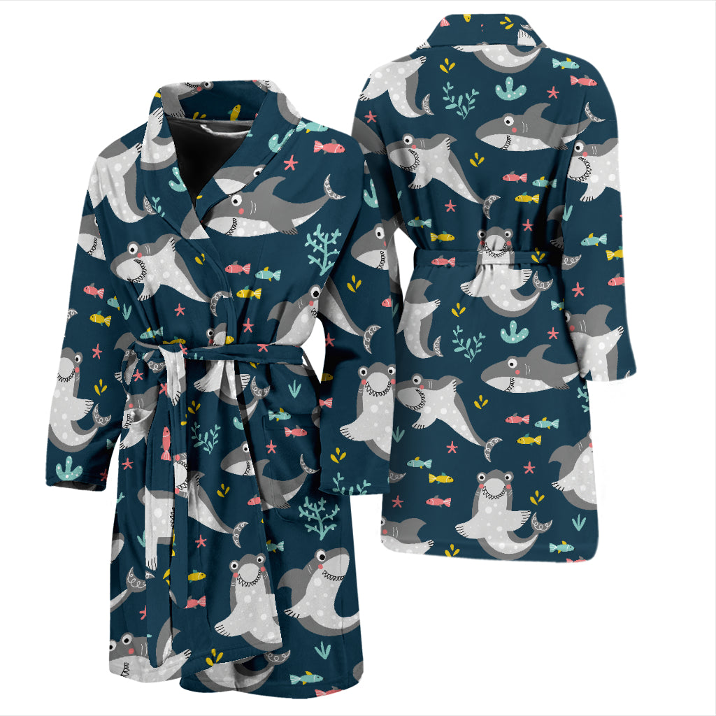 Shark Print Design LKS307 Men Bathrobe