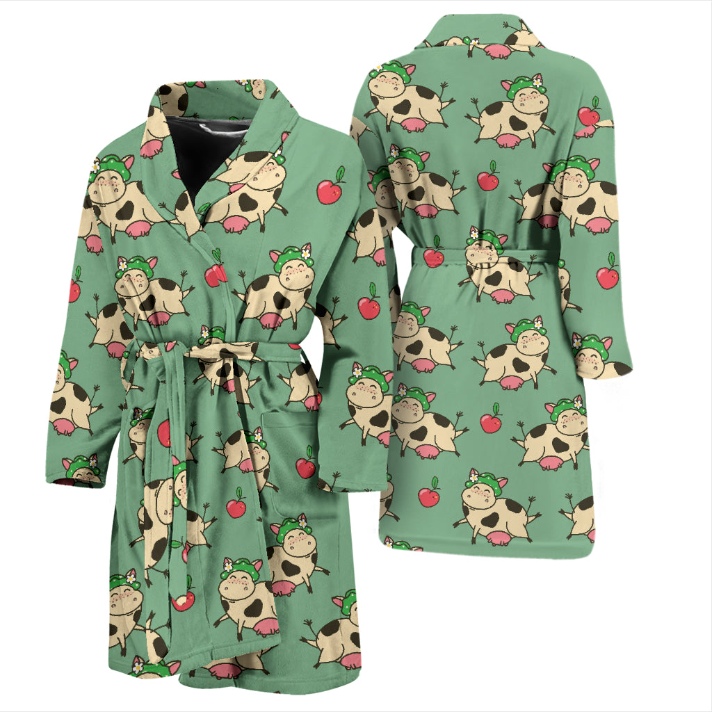 Cattle Print Design LKS402 Men Bathrobe
