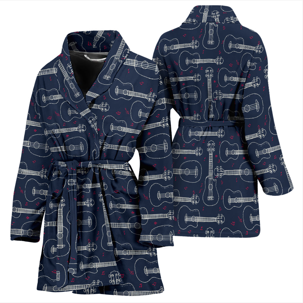 Ukulele Print Design LKS401 Women Bathrobe