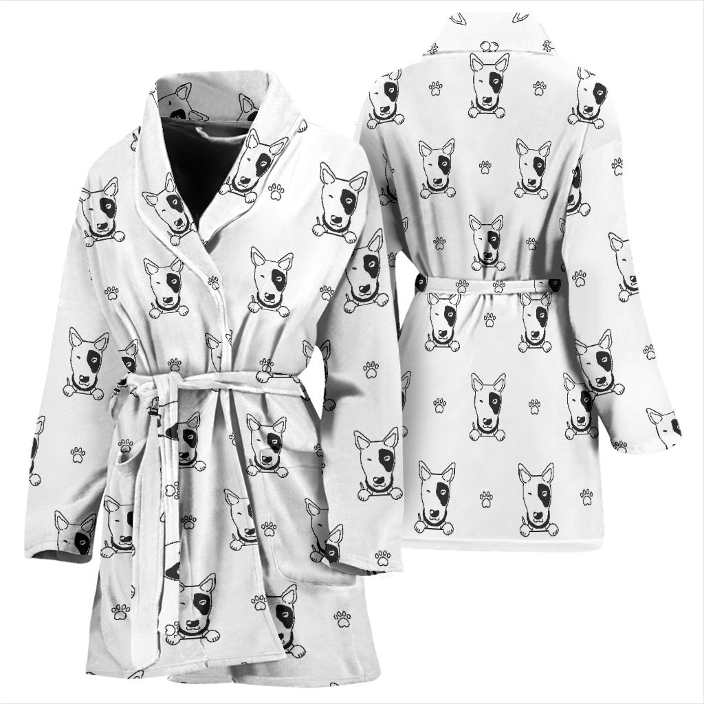 Bull Terriers Pattern Print Design 06 Women Bathrobe