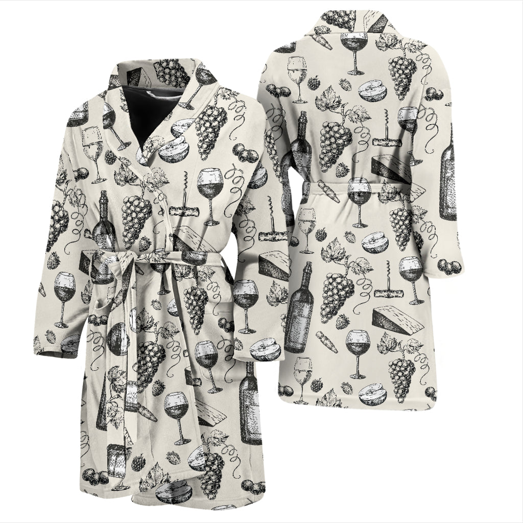 Wine Themed Print Design LKS306 Men Bathrobe