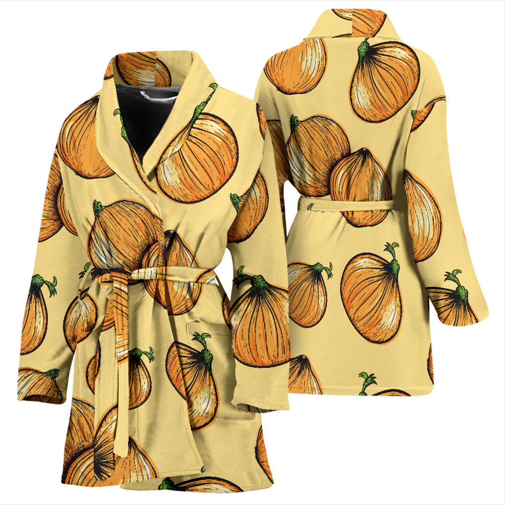 Onion Pattern Print Design A04 Women Bathrobe