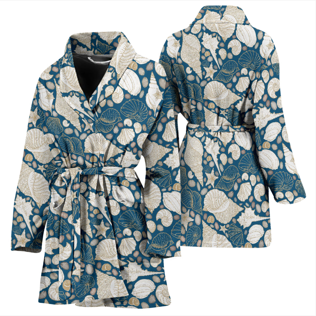 Seashell Print Design LKS308 Women Bathrobe