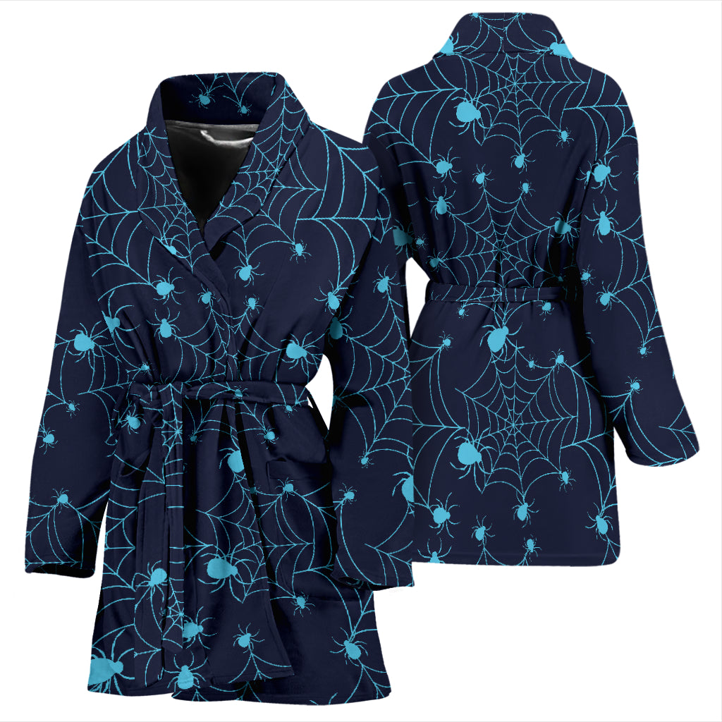 Spider Web Blue Print Design LKS304 Women Bathrobe