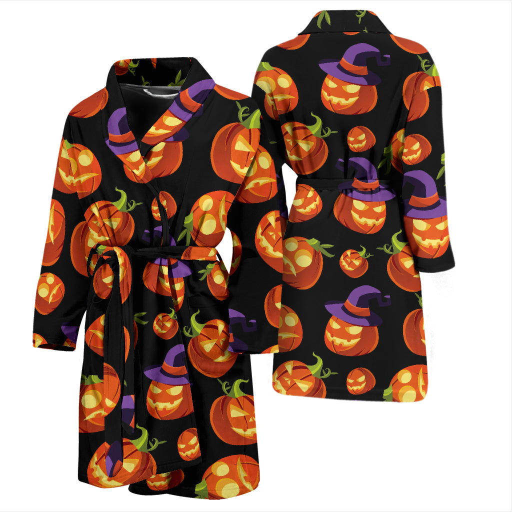 Witch Pumpkin Halloween Print LKS302 Men Bathrobe