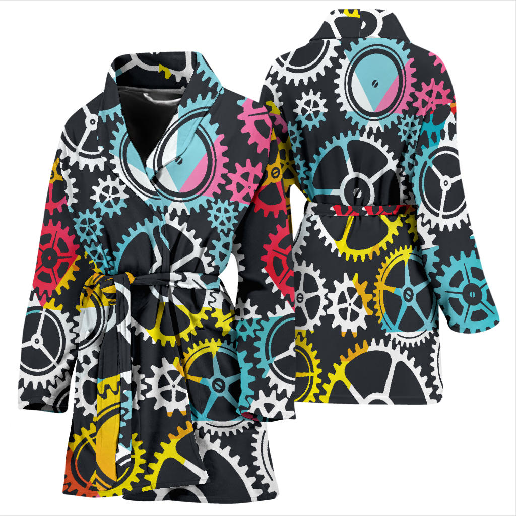 Mechanic Pattern Print Design 02 Women Bathrobe