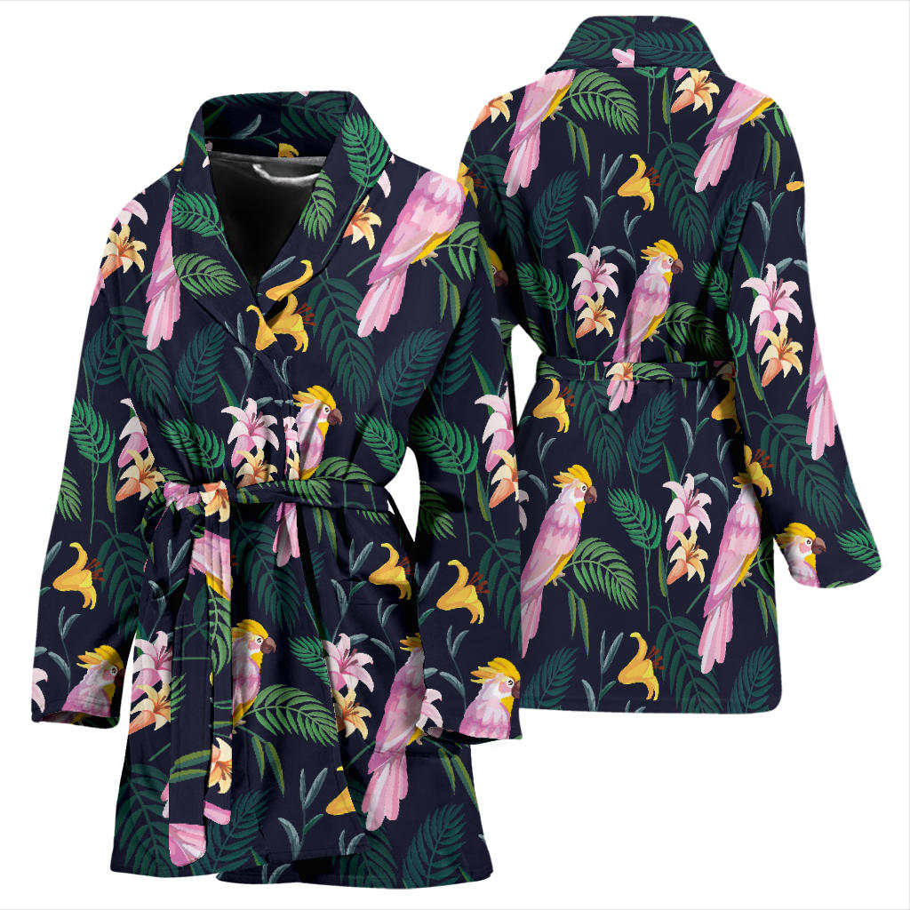 Cockatoo Pattern Print Design 03 Women Bathrobe