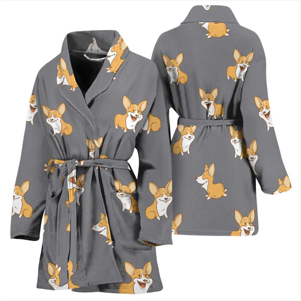 Pembroke Welsh Corgis Pattern Print Design A02 Women Bathrobe