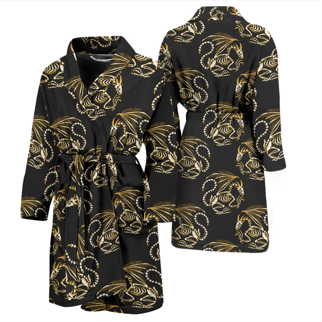 Skeleton Dragon Print Design LKS306 Men Bathrobe