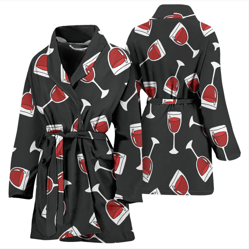 Wine Glass Print Design LKS303 Women Bathrobe