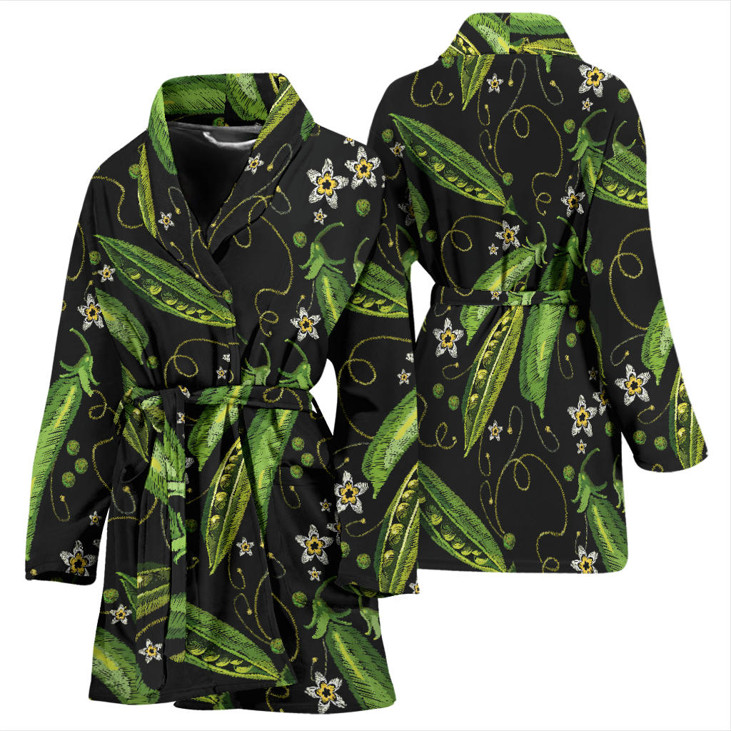 Peas Pattern Print Design A02 Women Bathrobe