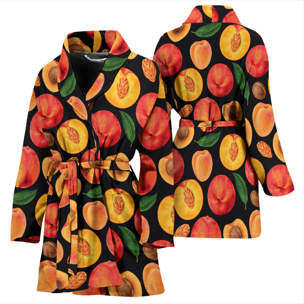 Peach Pattern Print Design A02 Women Bathrobe