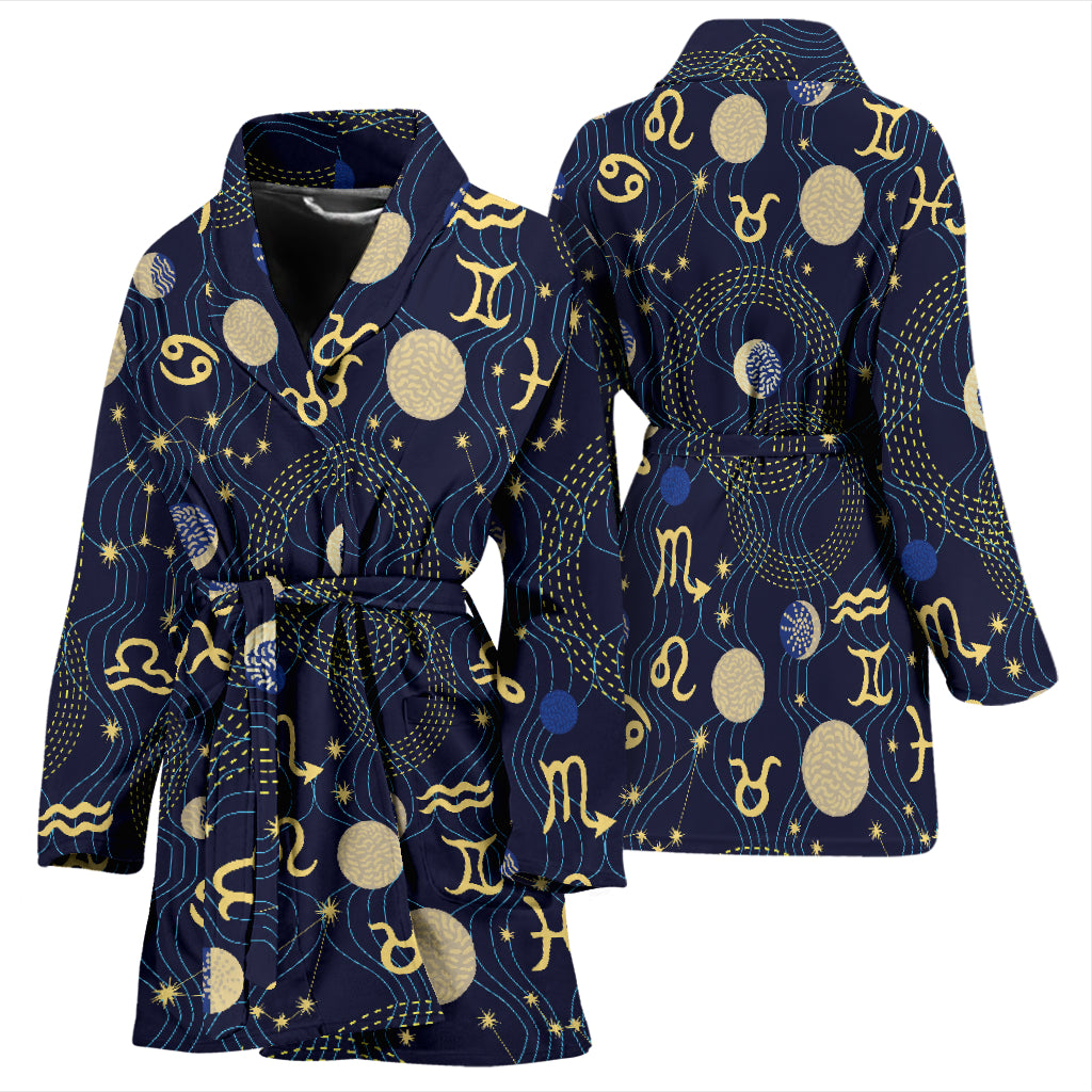 Zodiac Print Design LKS302 Women Bathrobe