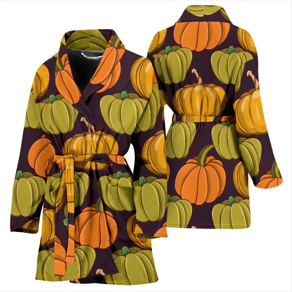 Pumpkin Pattern Print Design A01 Women Bathrobe