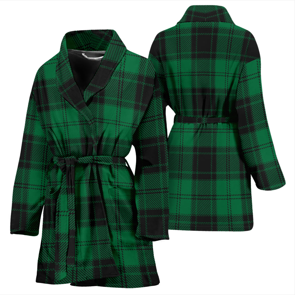 Tartan Green Print Design LKS302 Women Bathrobe