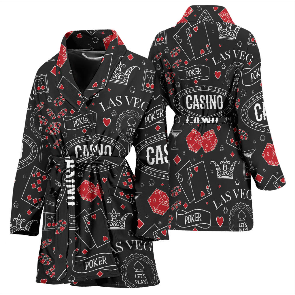 Casino Pattern Print Design 04 Women Bathrobe
