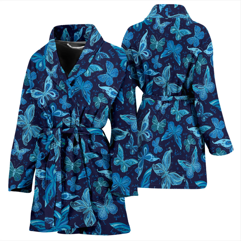 Butterfly Pattern Print Design 03 Women Bathrobe