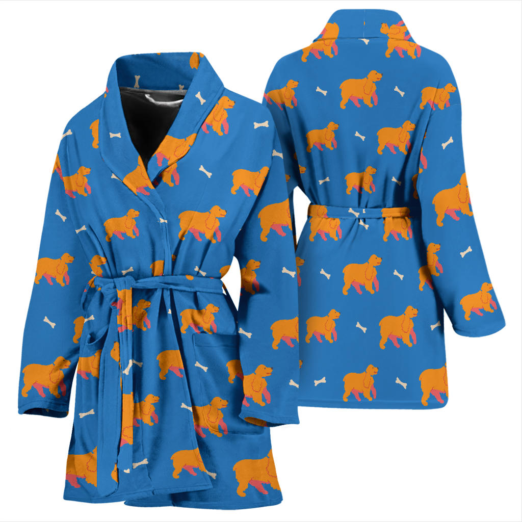 Cocker Pattern Print Design 04 Women Bathrobe