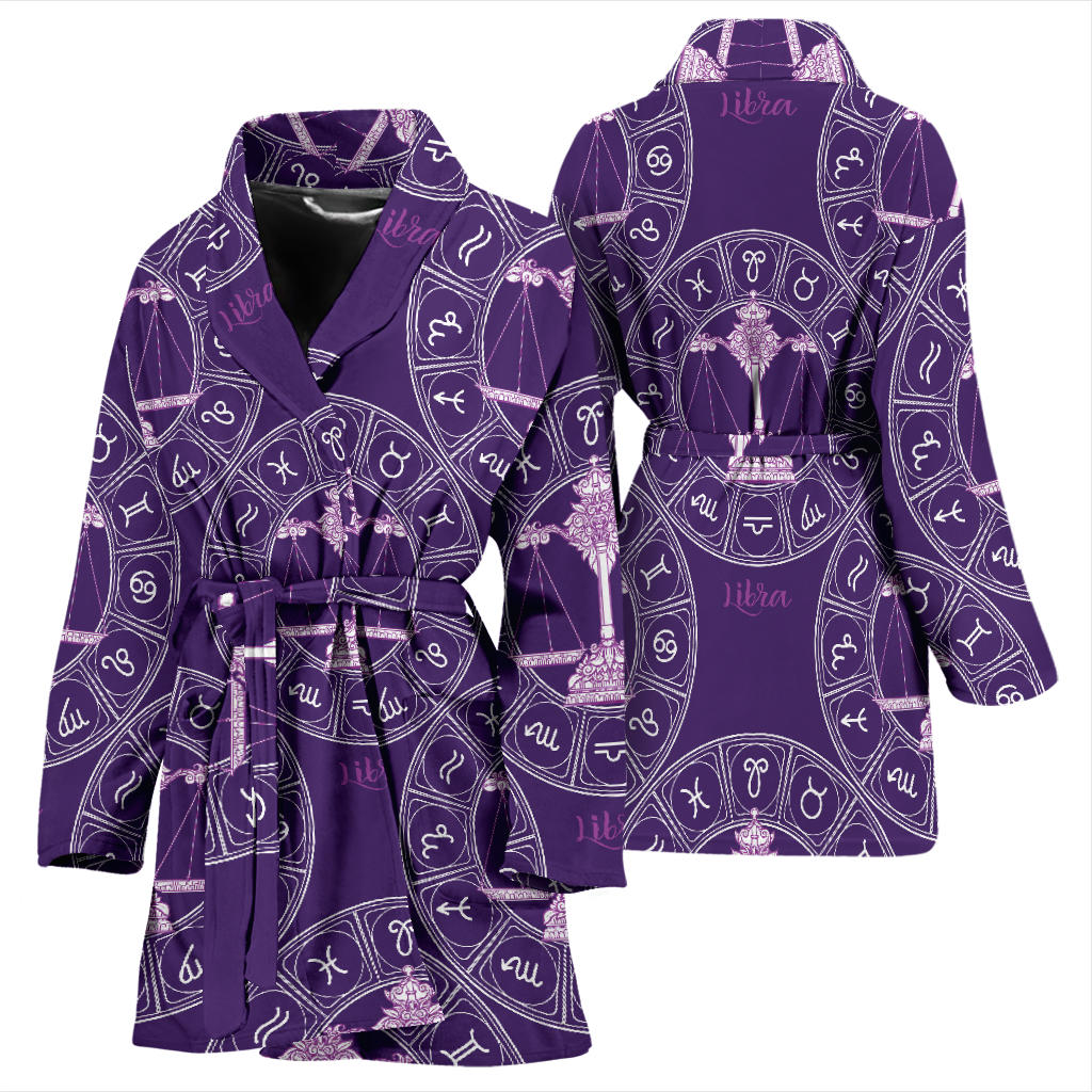 Libra Pattern Print Design 03 Women Bathrobe