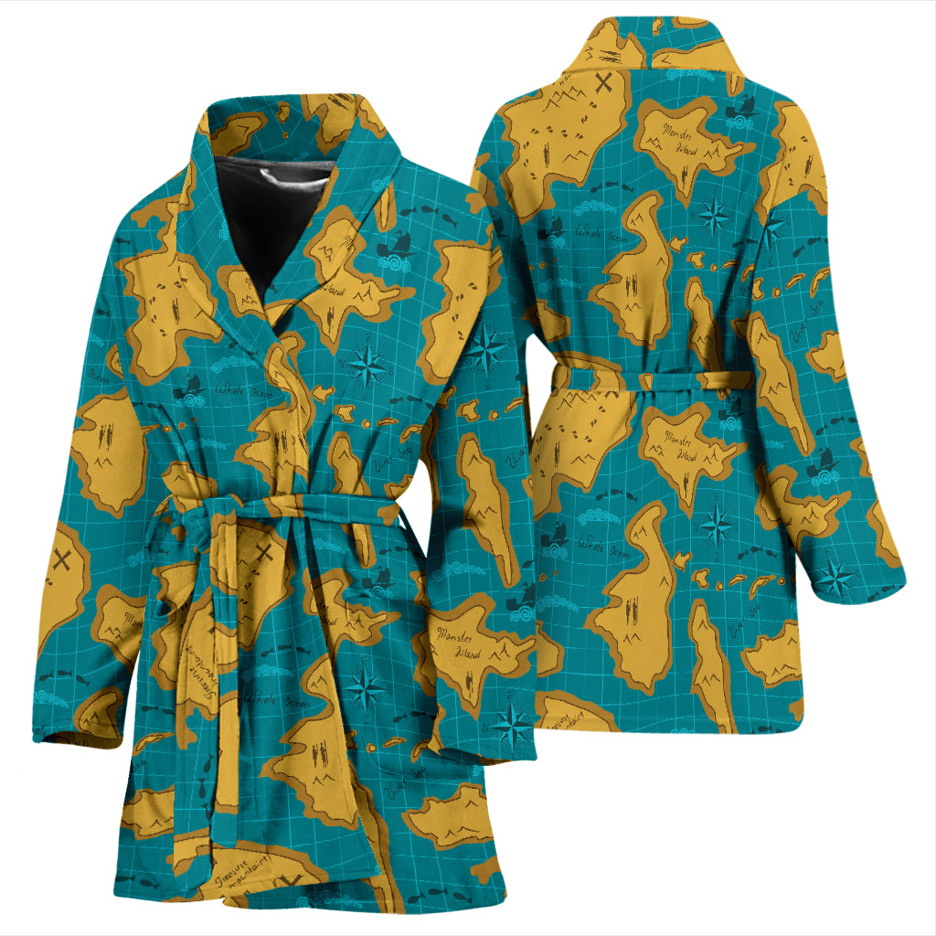 World Map Print Design LKS301 Women Bathrobe