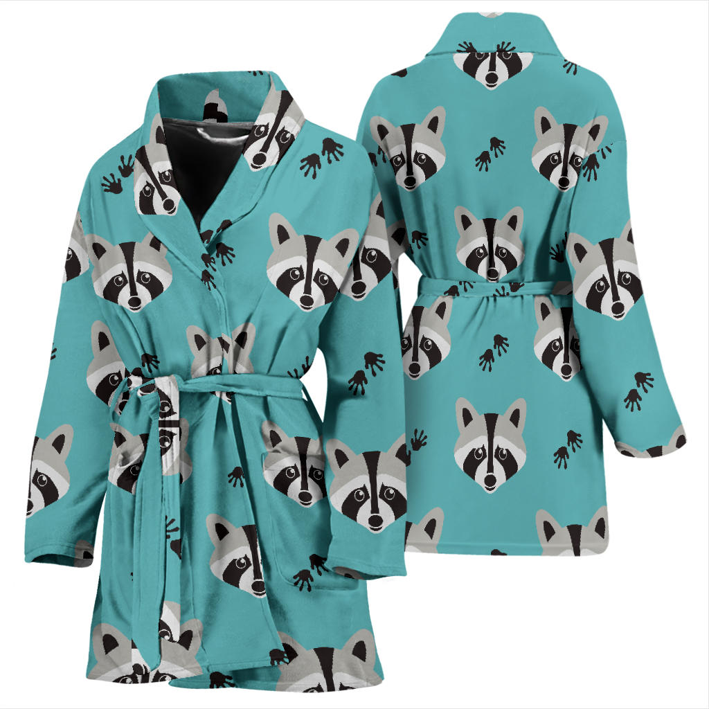 Raccoon Pattern Print Design A01 Women Bathrobe