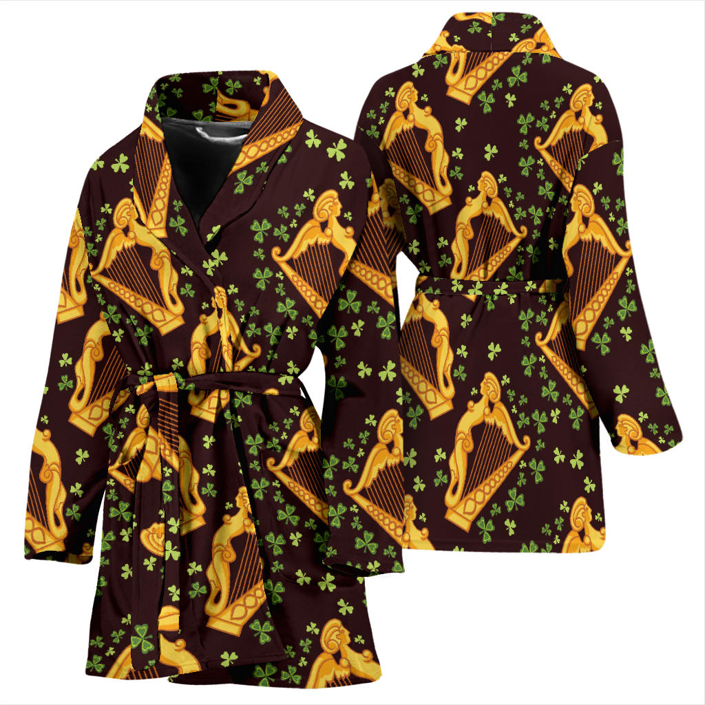 Harp Pattern Print Design 02 Women Bathrobe
