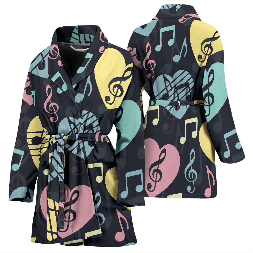 Music note Pattern Print Design A03 Women Bathrobe