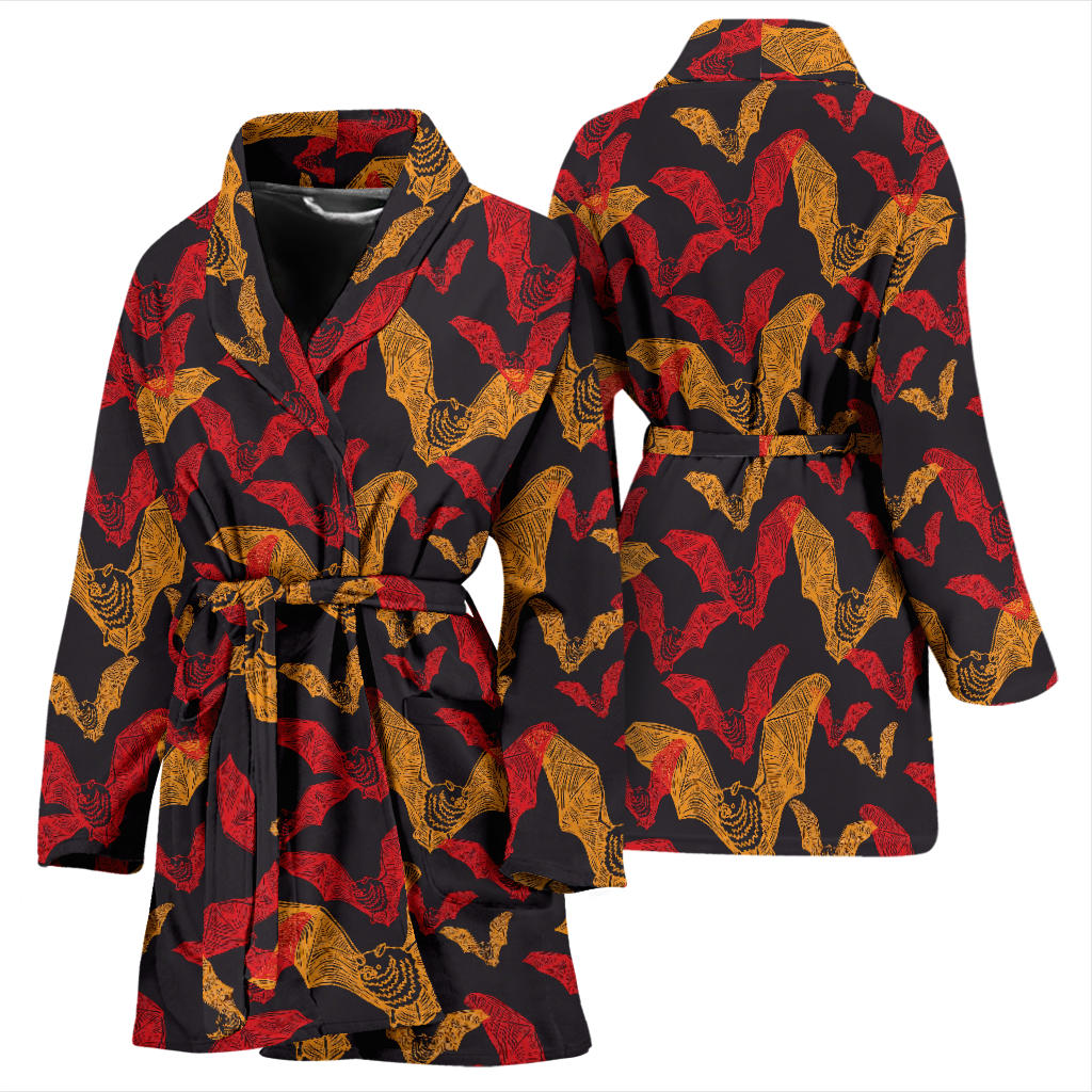 Bat Pattern Print Design 01 Women Bathrobe