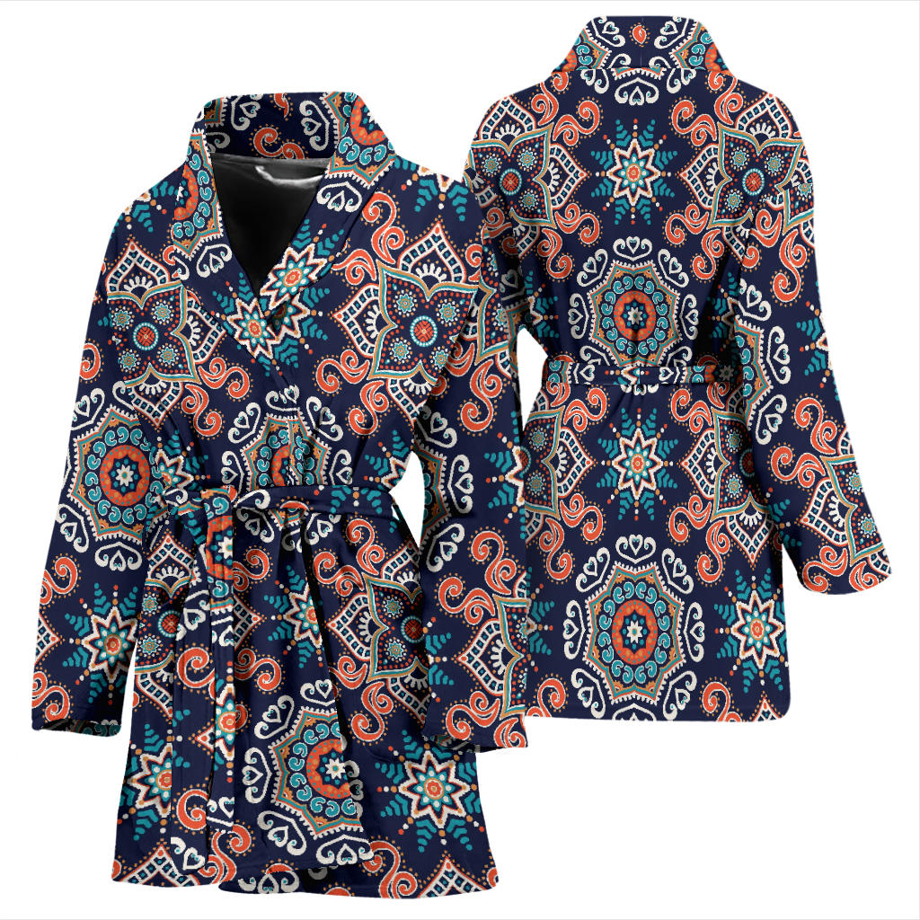 Bohemian Pattern Print Design 02 Women Bathrobe