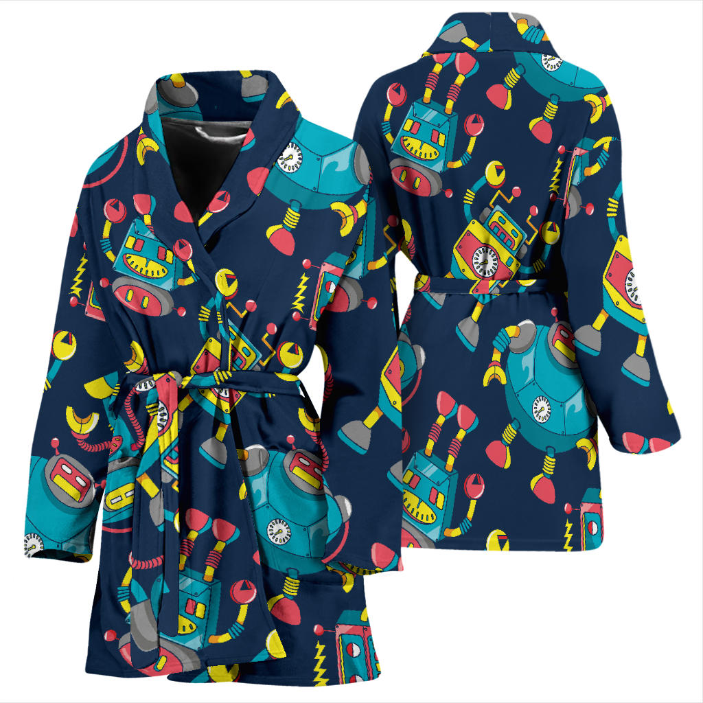Robot Pattern Print Design A05 Women Bathrobe