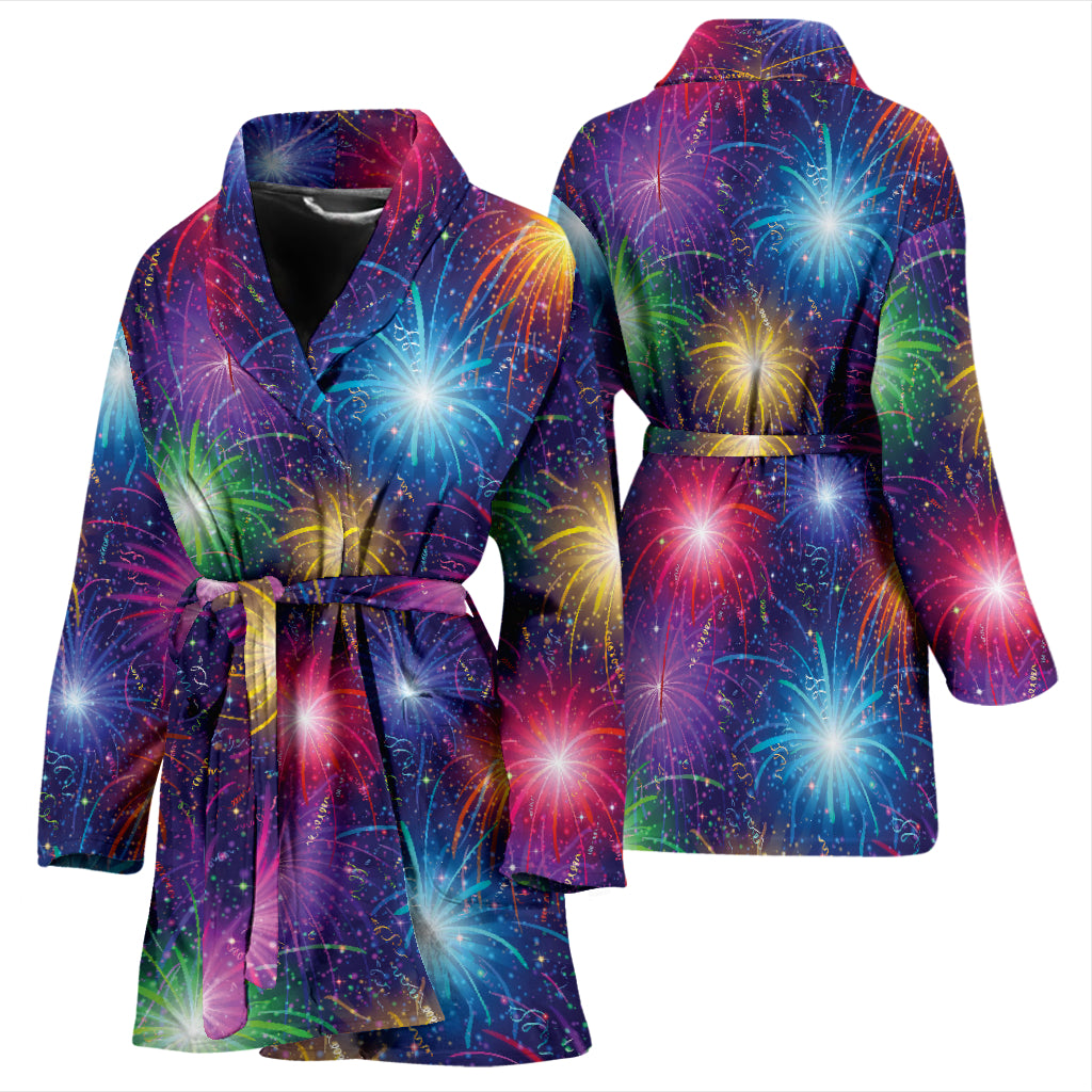 Firework Colorful Print Design LKS301 Women Bathrobe