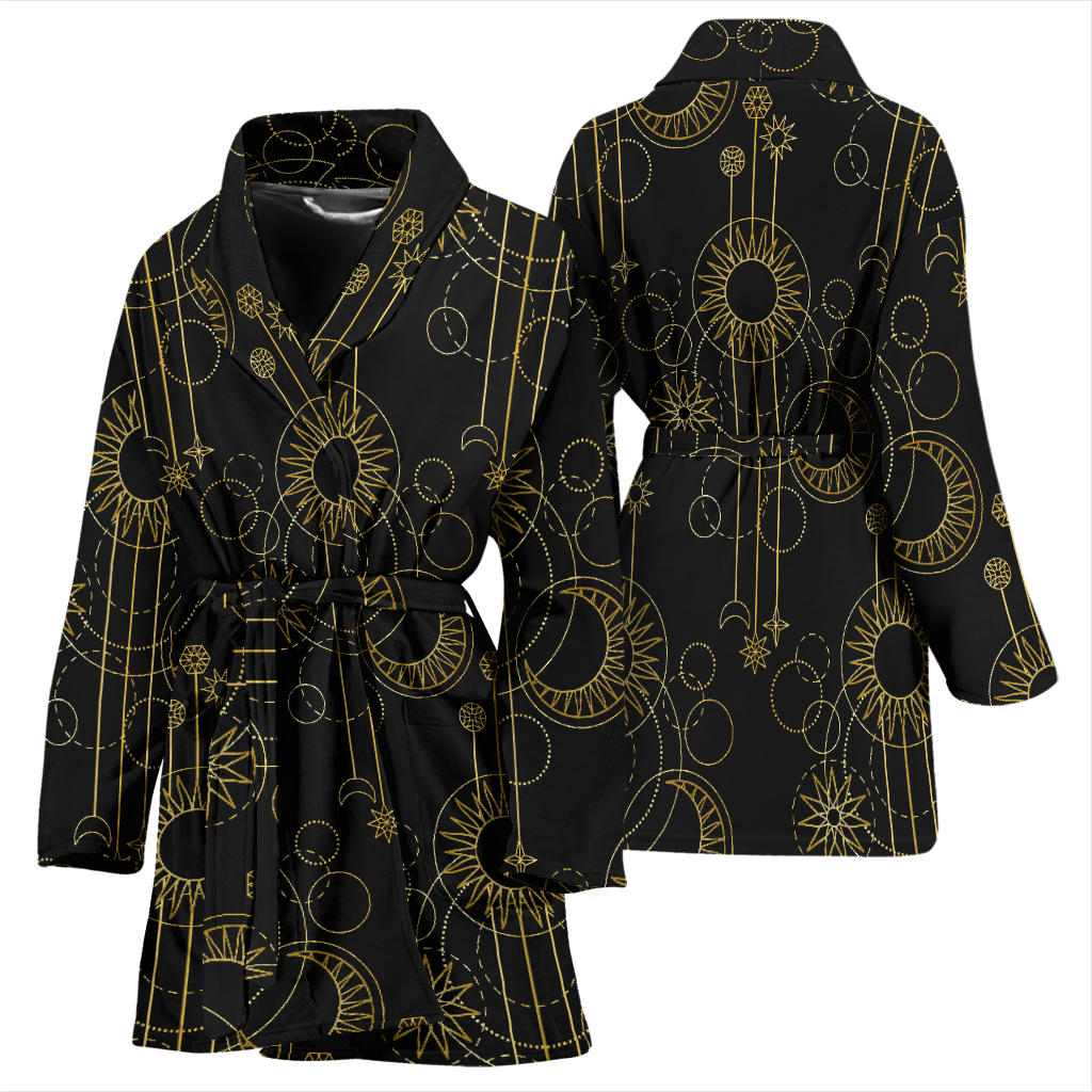 Moon Boho Style Pattern Print Design 01 Women Bathrobe