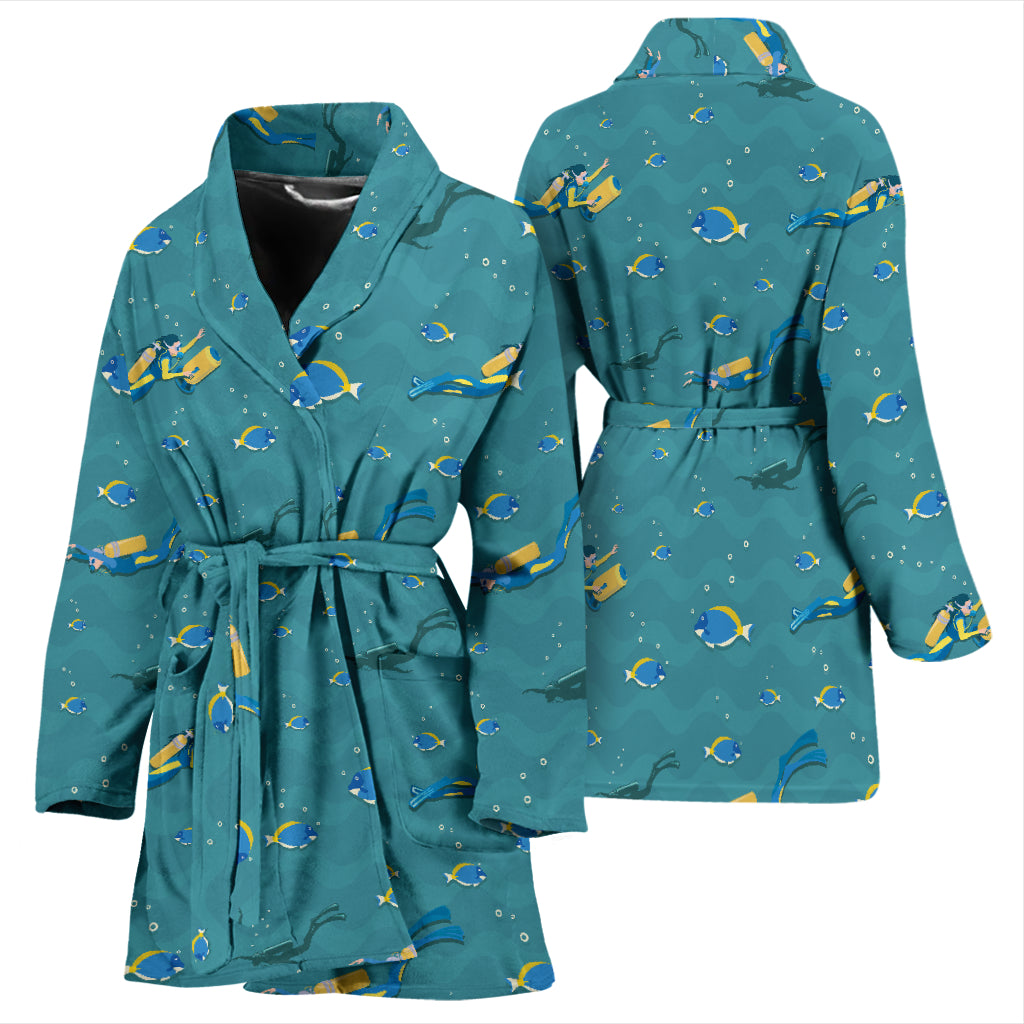 Scuba Driving Pattern Print Design LKS306 Women Bathrobe