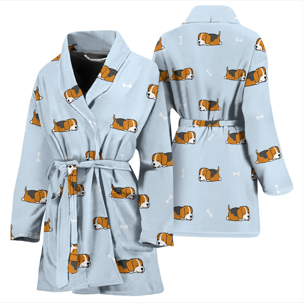 Beagle Pattern Print Design 06 Women Bathrobe