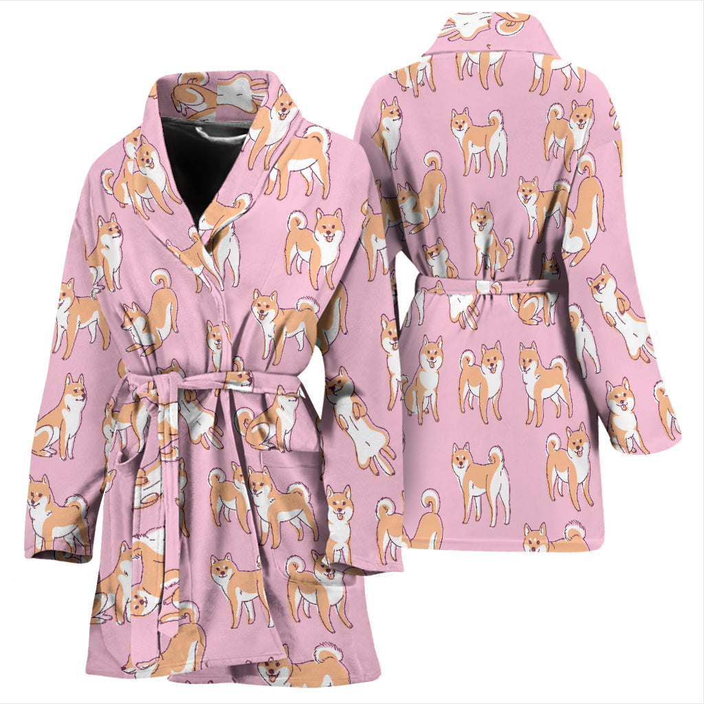 Shiba Inu Print Design LKS303 Women Bathrobe