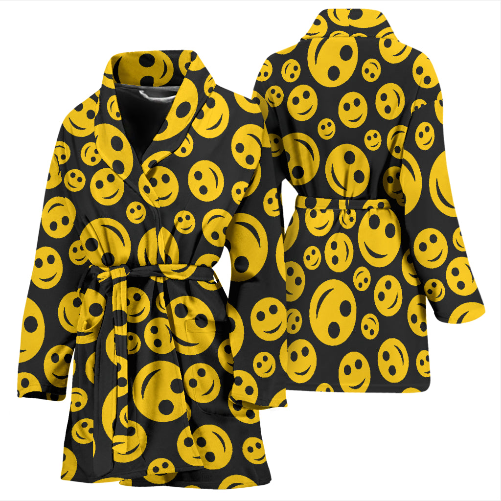 Smiley Face Emoji Print Design LKS304 Women Bathrobe