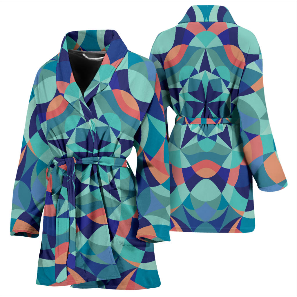 Kaleidoscope Pattern Print Design 03 Women Bathrobe
