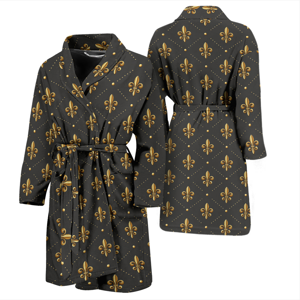 Fleur De Lis Print Design LKS402 Men Bathrobe