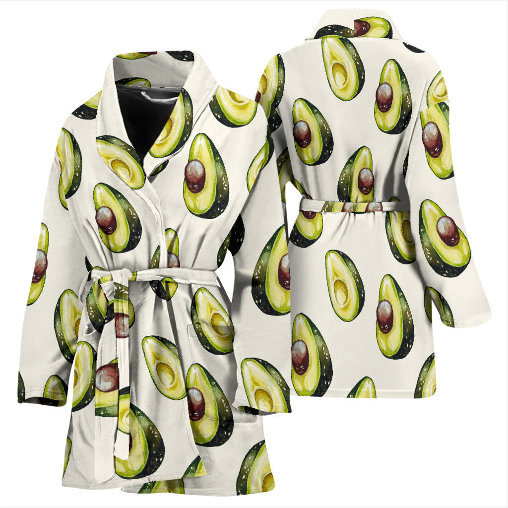 Avocado Pattern Print Design 01 Women Bathrobe