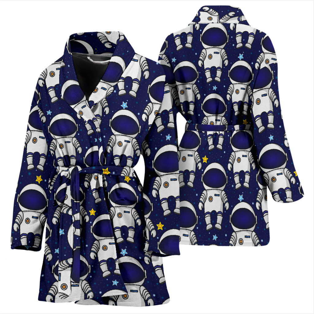 Astronaut Pattern Print Design 01 Women Bathrobe