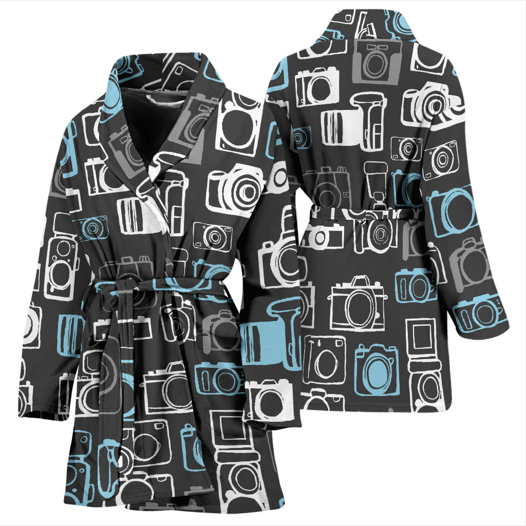 Camera Pattern Print Design 04 Women Bathrobe