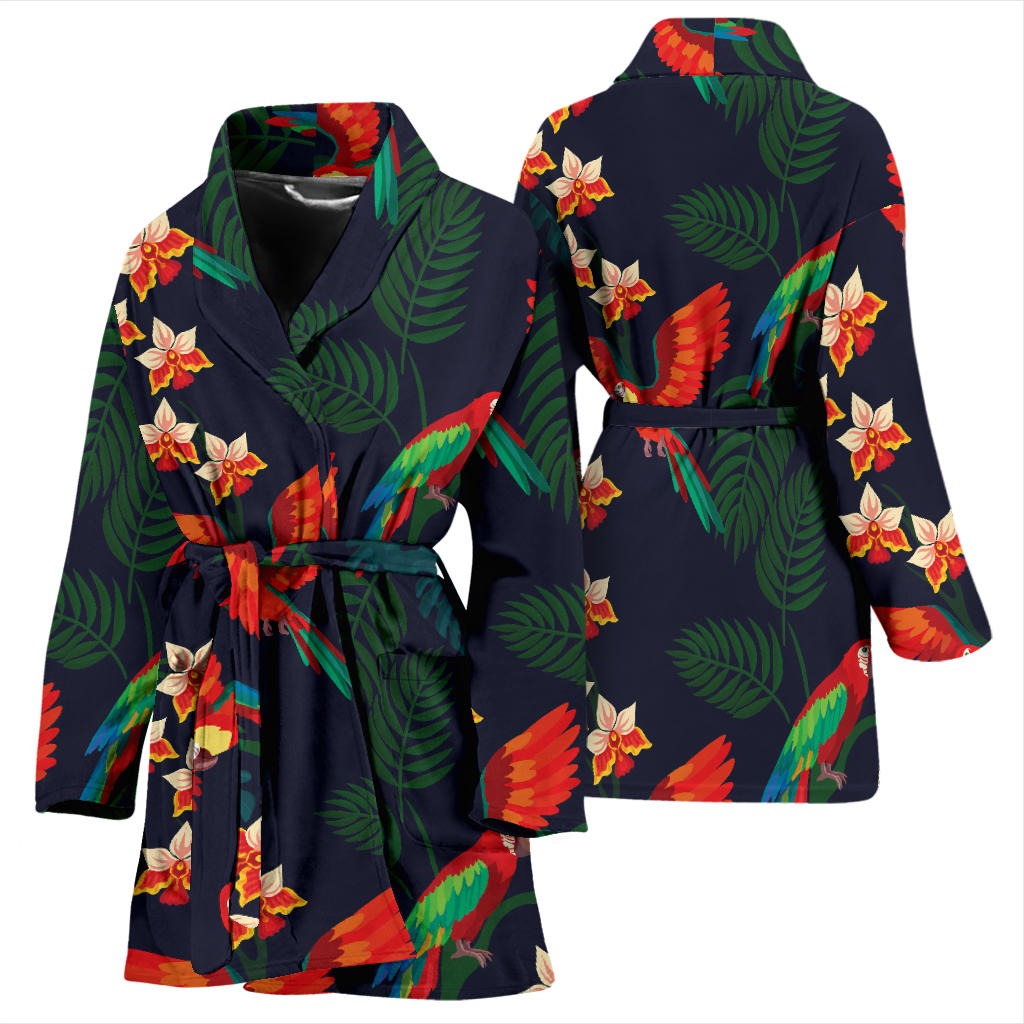 Macaw Pattern Print Design 02 Women Bathrobe