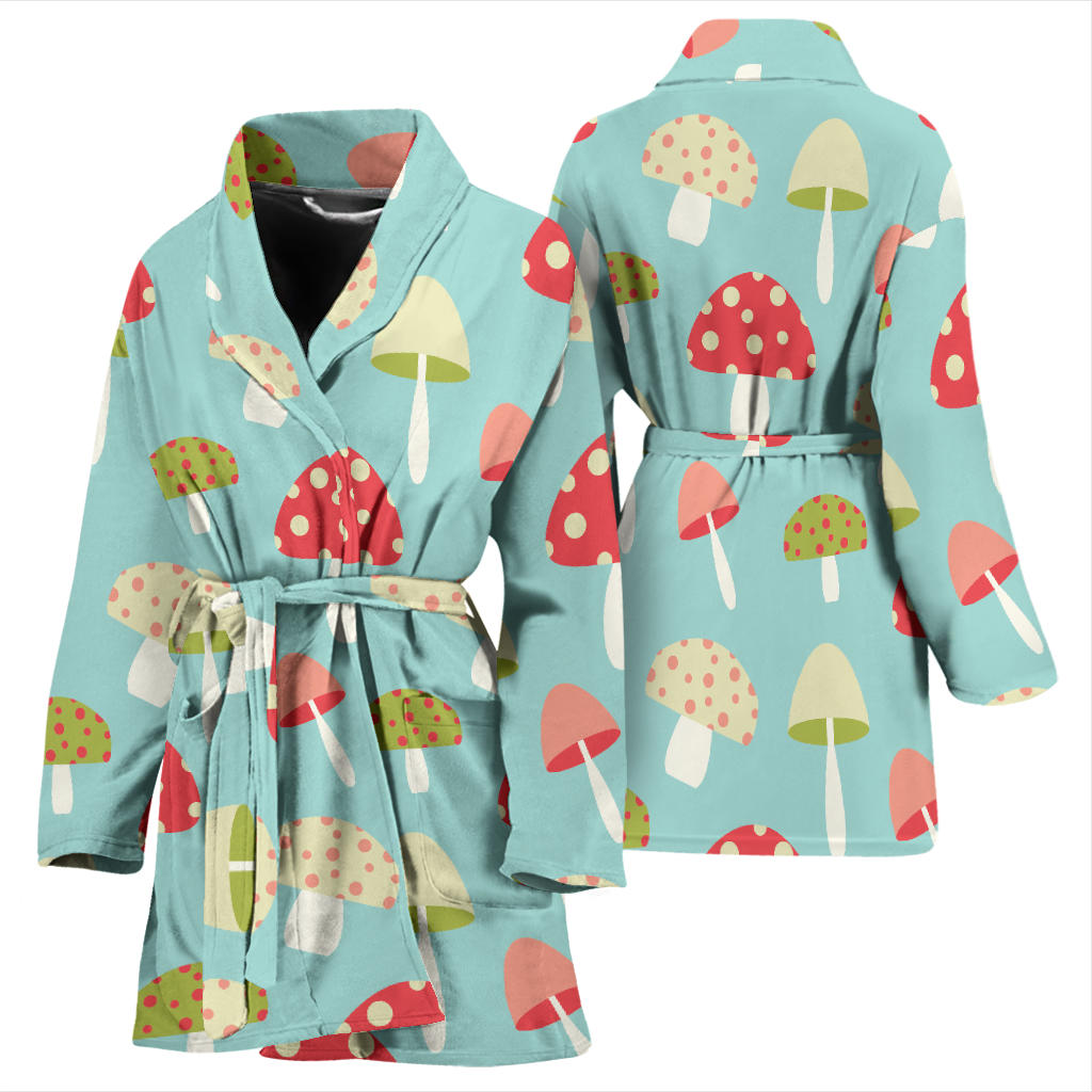 Mushroom Pattern Print Design A01 Women Bathrobe