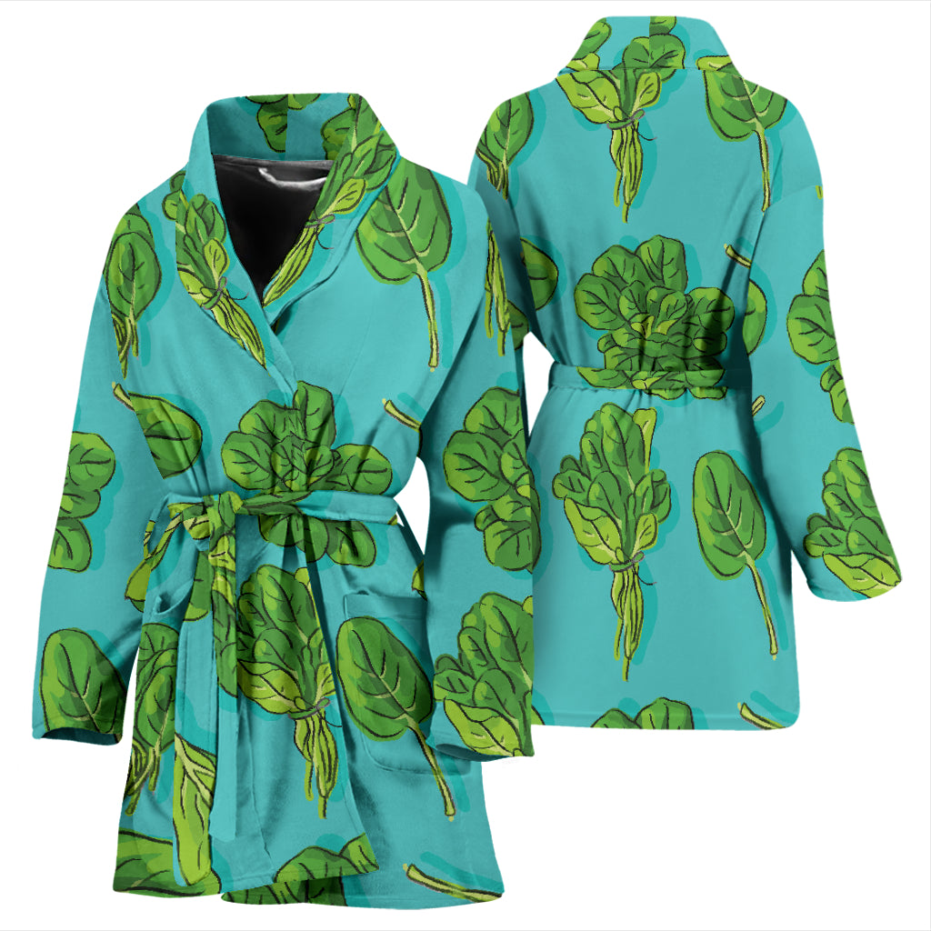 Spinach Print Design LKS301 Women Bathrobe