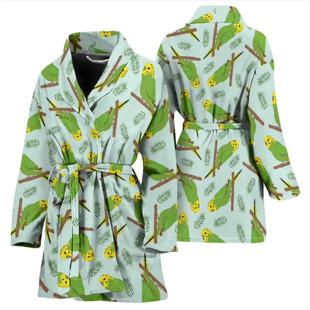 Budgerigar Pattern Print Design 04 Women Bathrobe