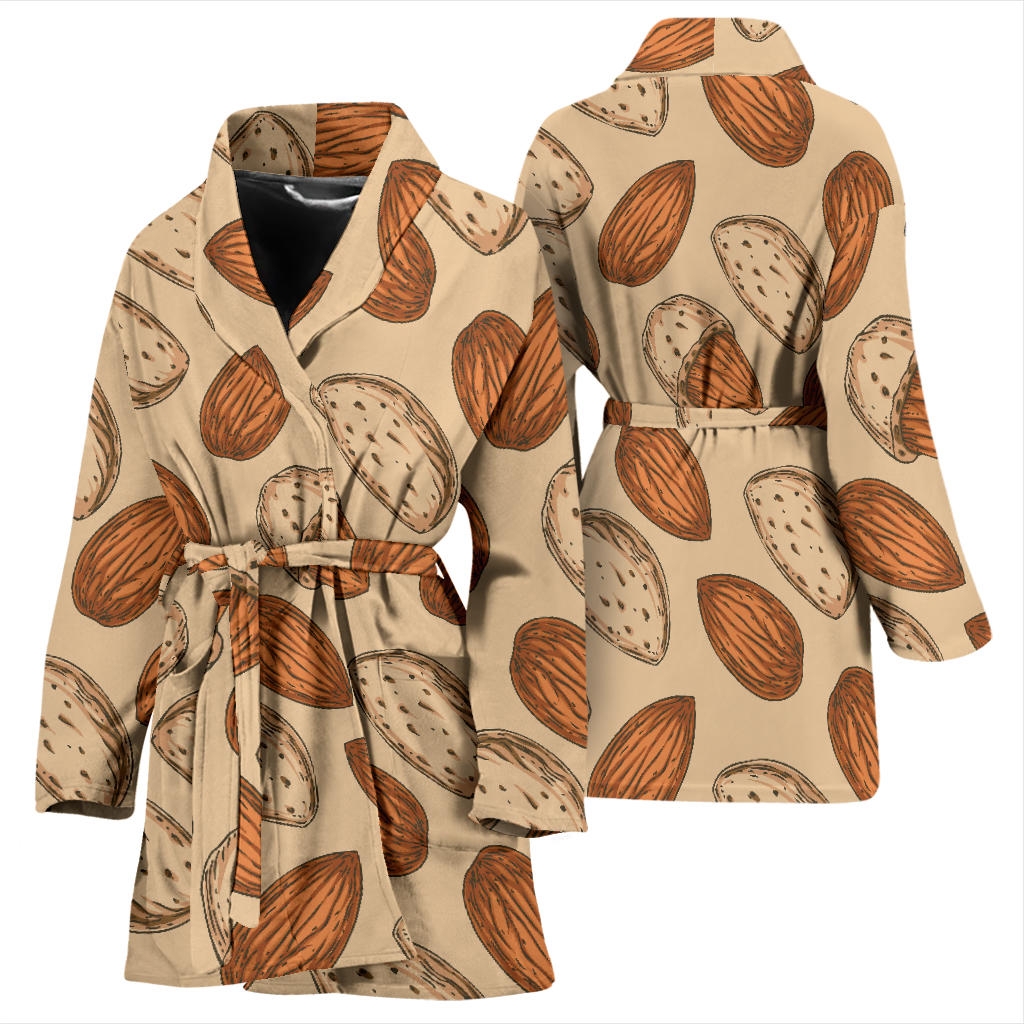 Almond Pattern Print Design 04 Women Bathrobe