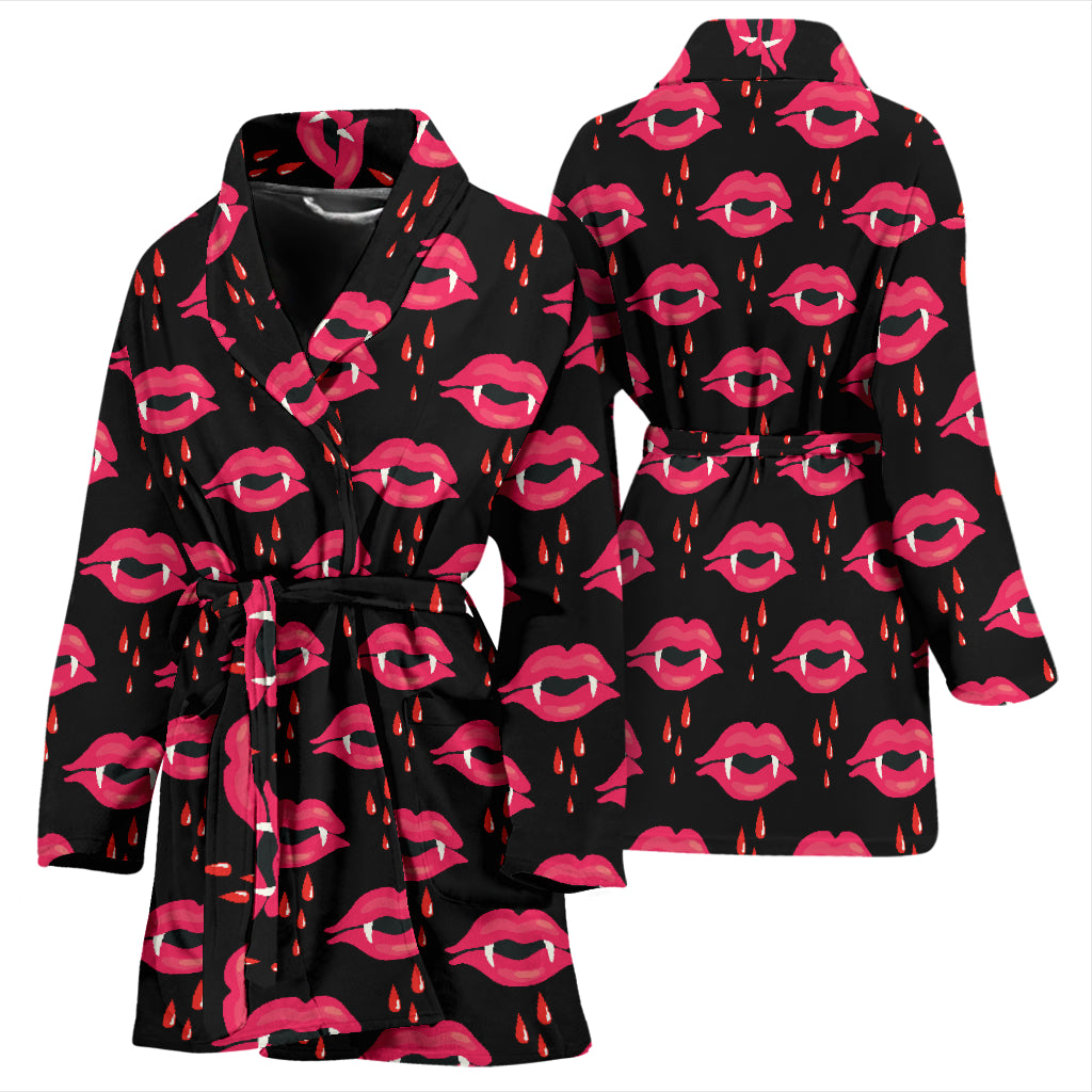 Vampire Lips Print Design LKS303 Women Bathrobe