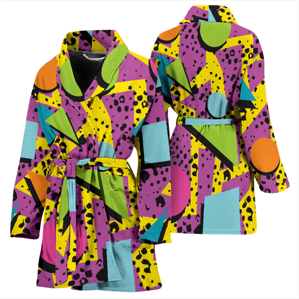 80s Pattern Print Design 1 Women Bathrobe