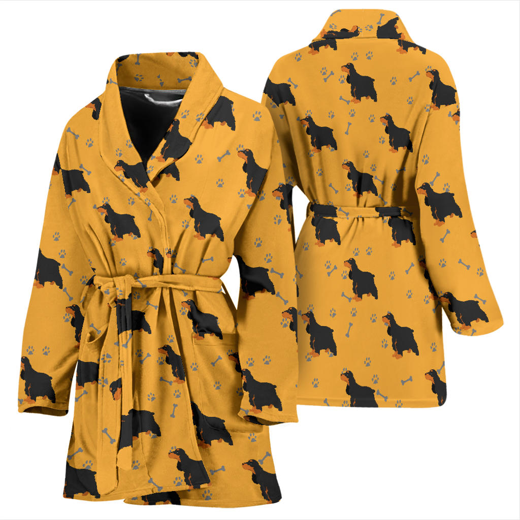 Cocker Pattern Print Design 01 Women Bathrobe